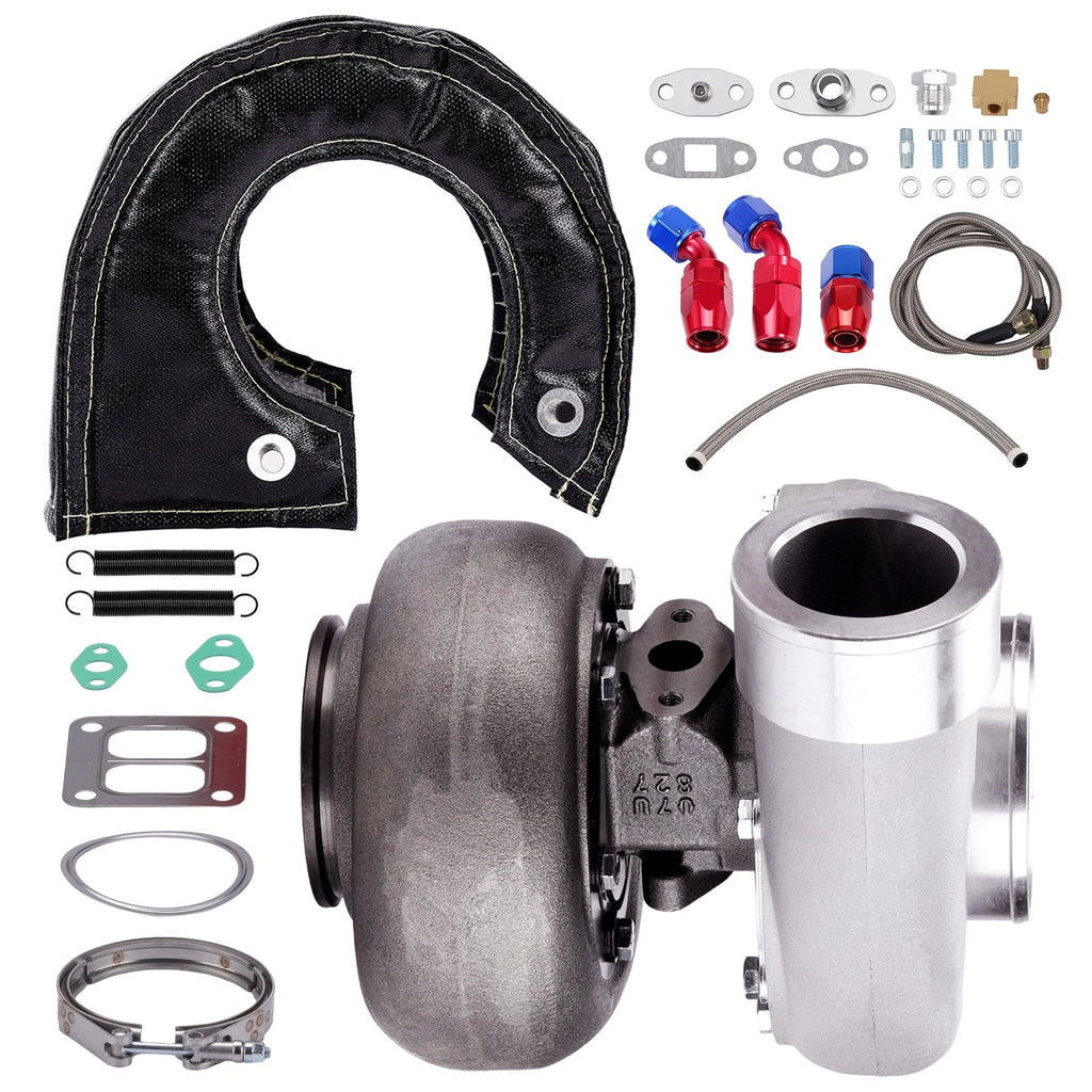 GT45 T4 V-Band Turbo 1.05 A/R 98mm + Oil Feed Drain Line Kit for