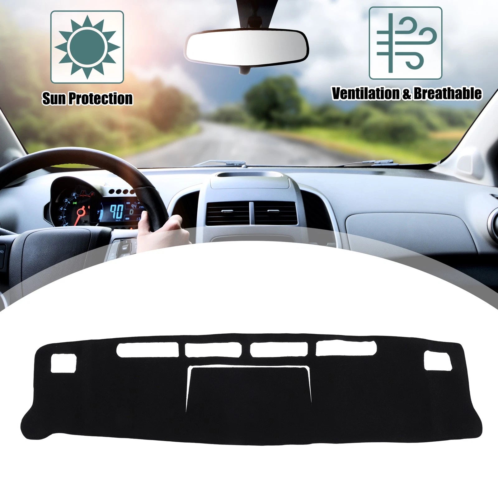 Dashboard Cover for Nissan NV350 (2012–2020) Black Polyester Non-slip Mat