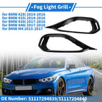 Fog Light Grill Set of 2 No.51117294839/51117294840 for BMW 428i (2014–2016) Black ABS