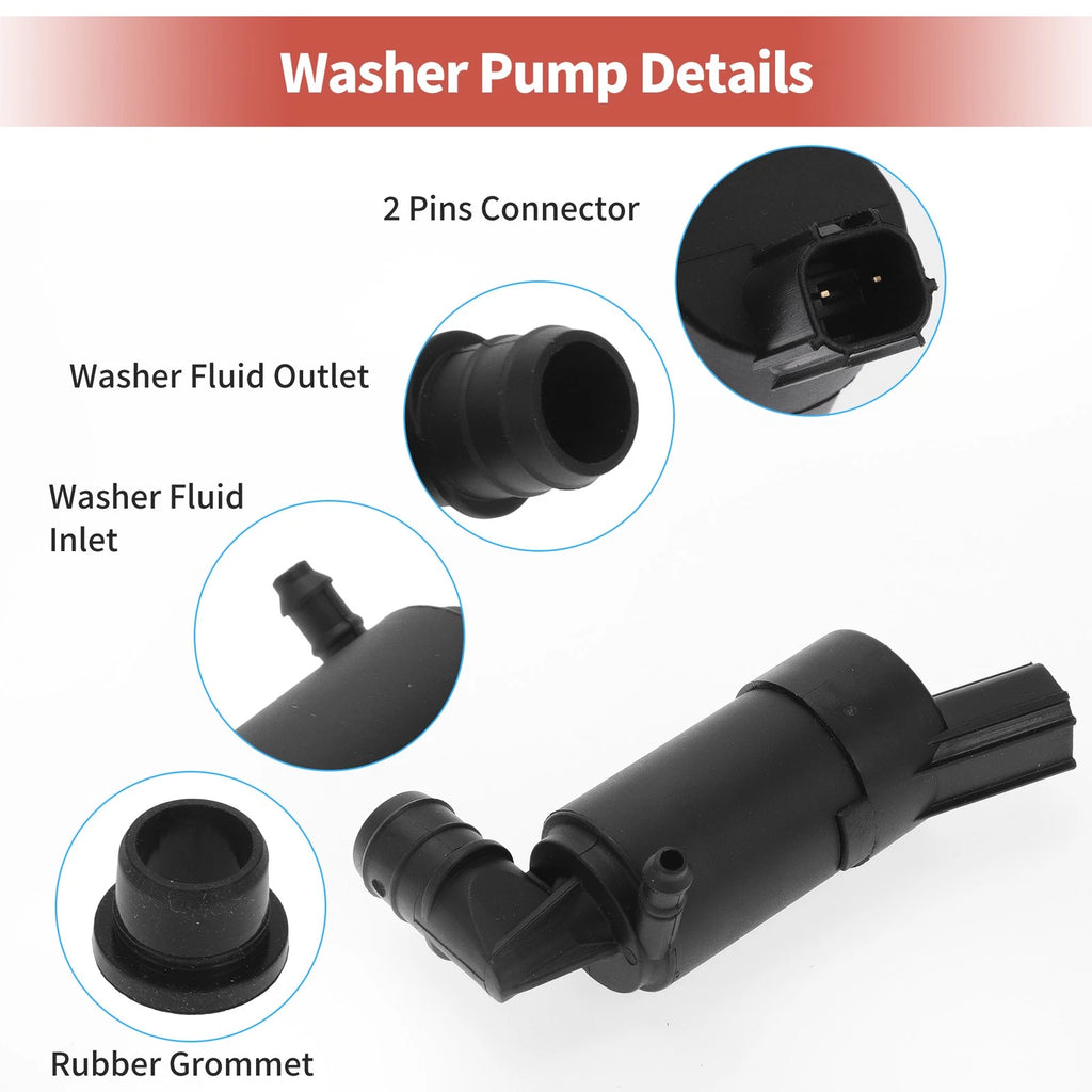Windshield Washer Pump w/ Grommet for Ford (No.BV6117K624AB)