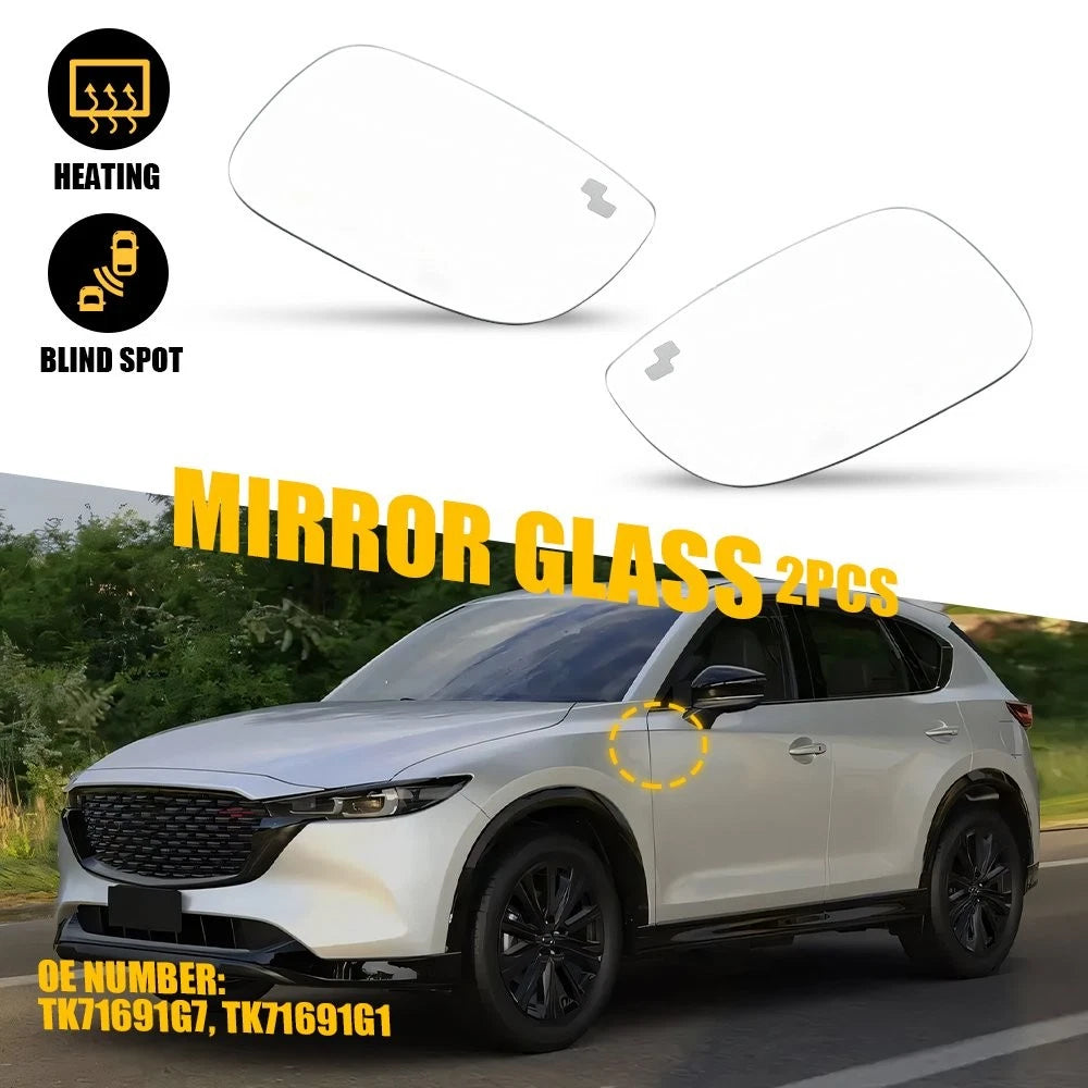 2X Heated Wing Mirror Glass w/Blind Spot for Mazda CX-5 CX-9 (2016–2023)