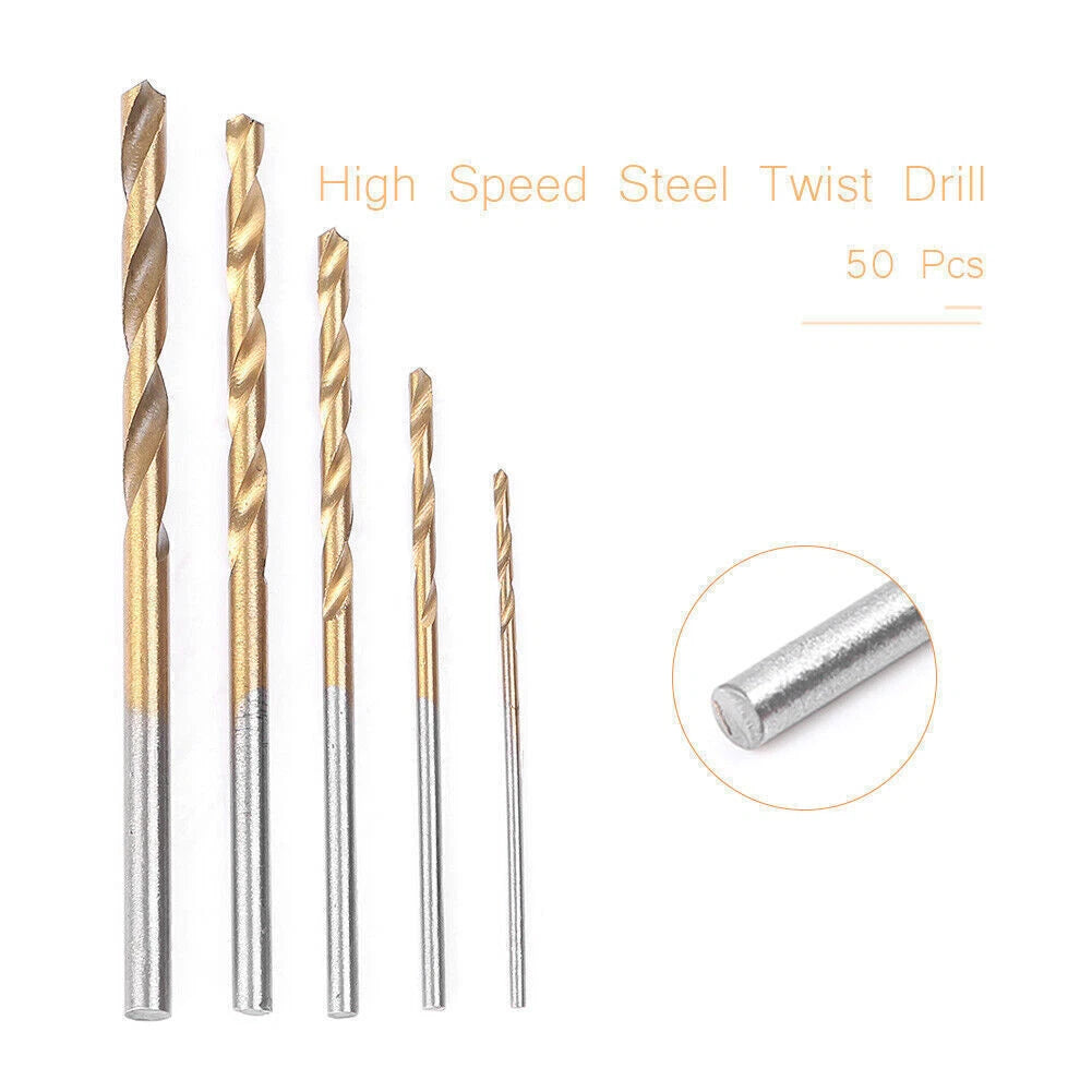 50 PCS HSS Cobalt Twist Drill Bits for Hard Metal Stainless Steel (1mm-3mm)