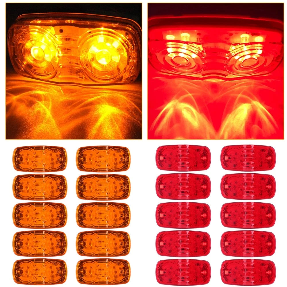 10x Amber Red Double BullsEye 4" Trailer Marker Light 12 Diodes Sealed