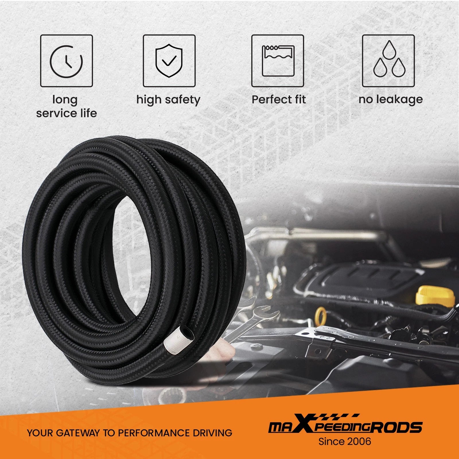 20FT Nylon Braided Fuel Line Hose Kit for Universal Applications