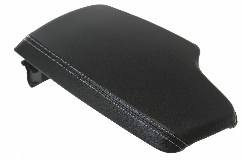 Leather Console Lid Armrest Cover for BMW F30 (2014–2018) Black Gray Stitch