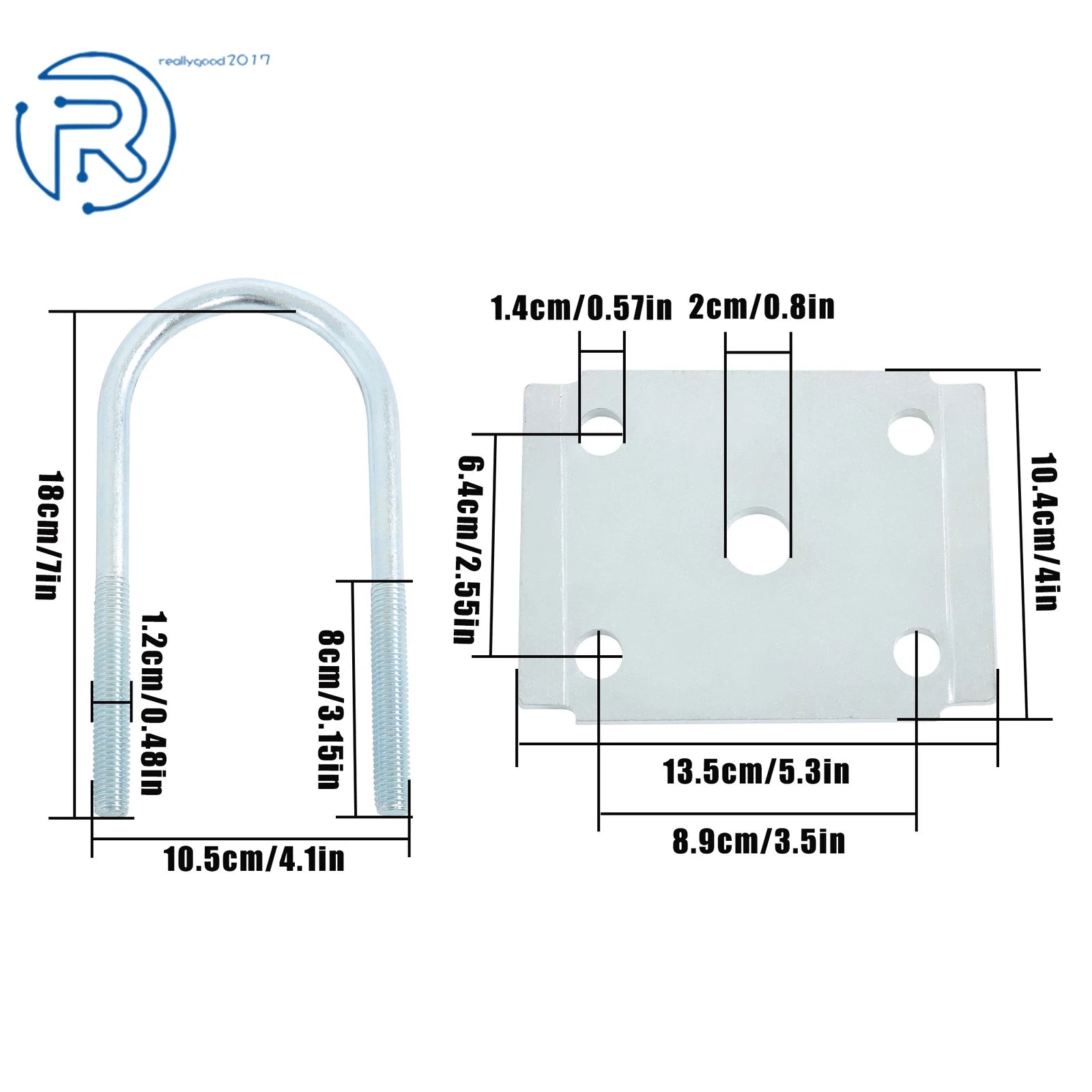 U Bolt Kit for RV Trailer Leaf Spring (5200-7000 lbs, 3" Round Axle)