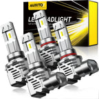 9005 + 9006 LED Headlight Bulbs Combo Kit for High Low Beam (60000LM)