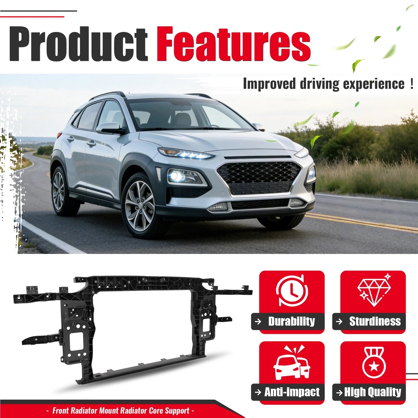 Radiator Support Assembly for Hyundai Kona (2018–2021) 64101J9000 HY1225208
