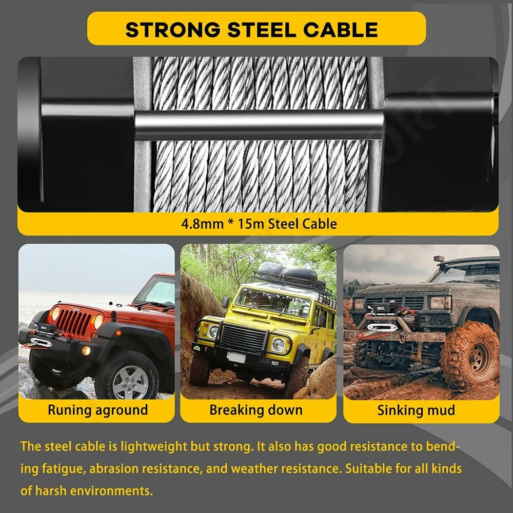 4000lbs Electric Winch for Truck Trailer Off-Road 4WD