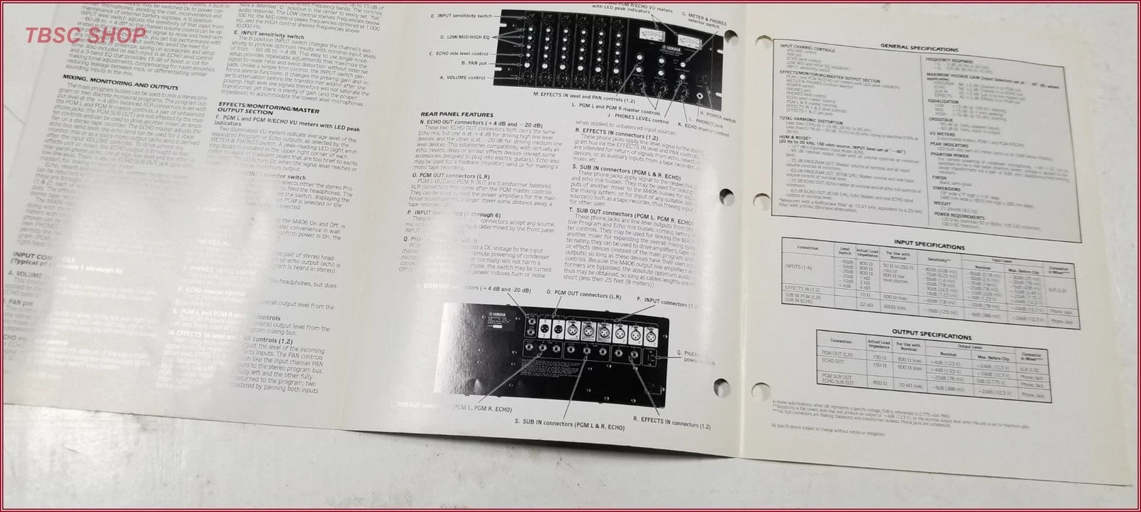 Yamaha M406 Mixer Sales Brochure