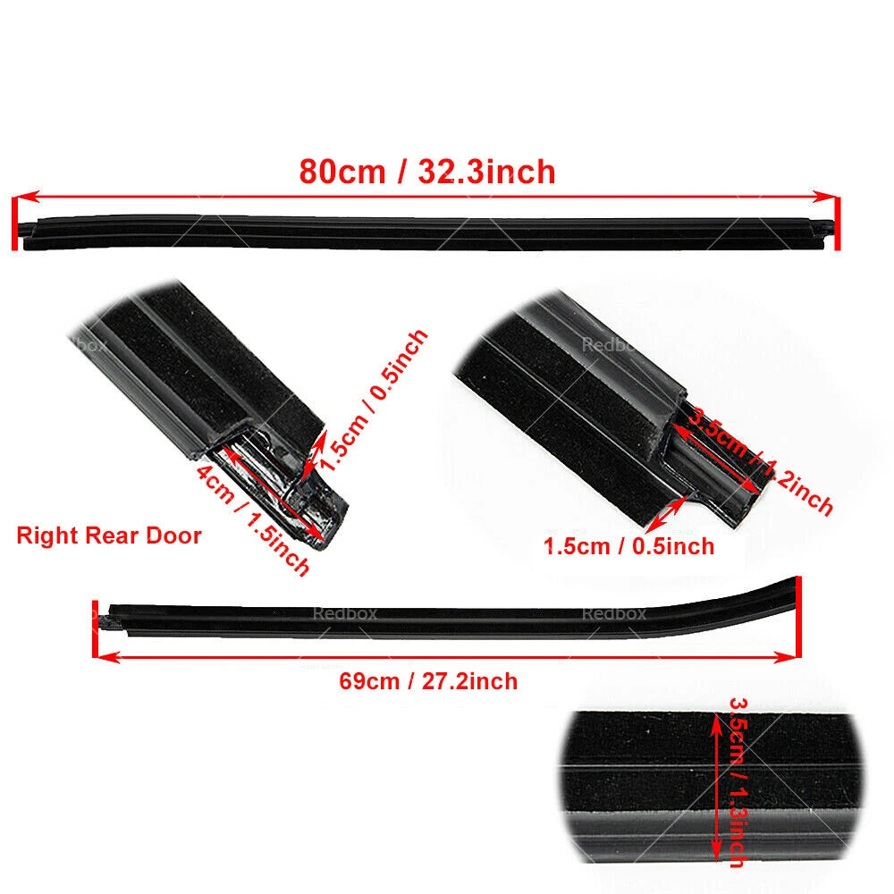 4X Window Moulding Trim Weather Strip for Toyota Hilux SR5