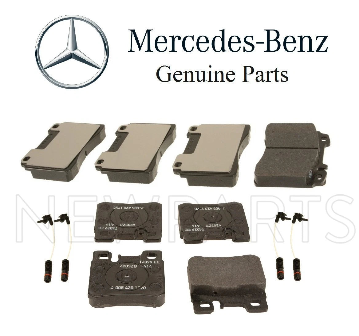 Set of 4 Disc Brake Pads for Mercedes W124 W129 W202 (1990–2002) w/ 4 Sensors