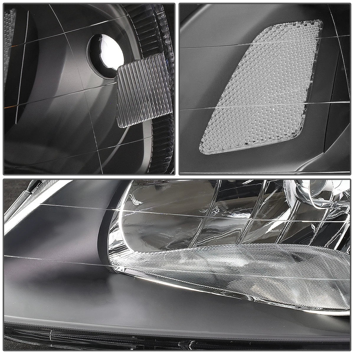 Pair of Black/Clear Signal Headlights for Honda Civic (1999–2000)