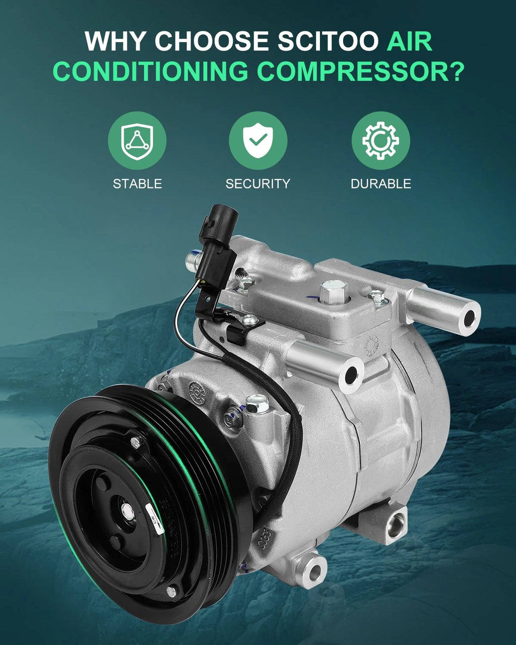 A/C Compressor for Kia Rio, Rio5 (2007–2011) CO 10980C