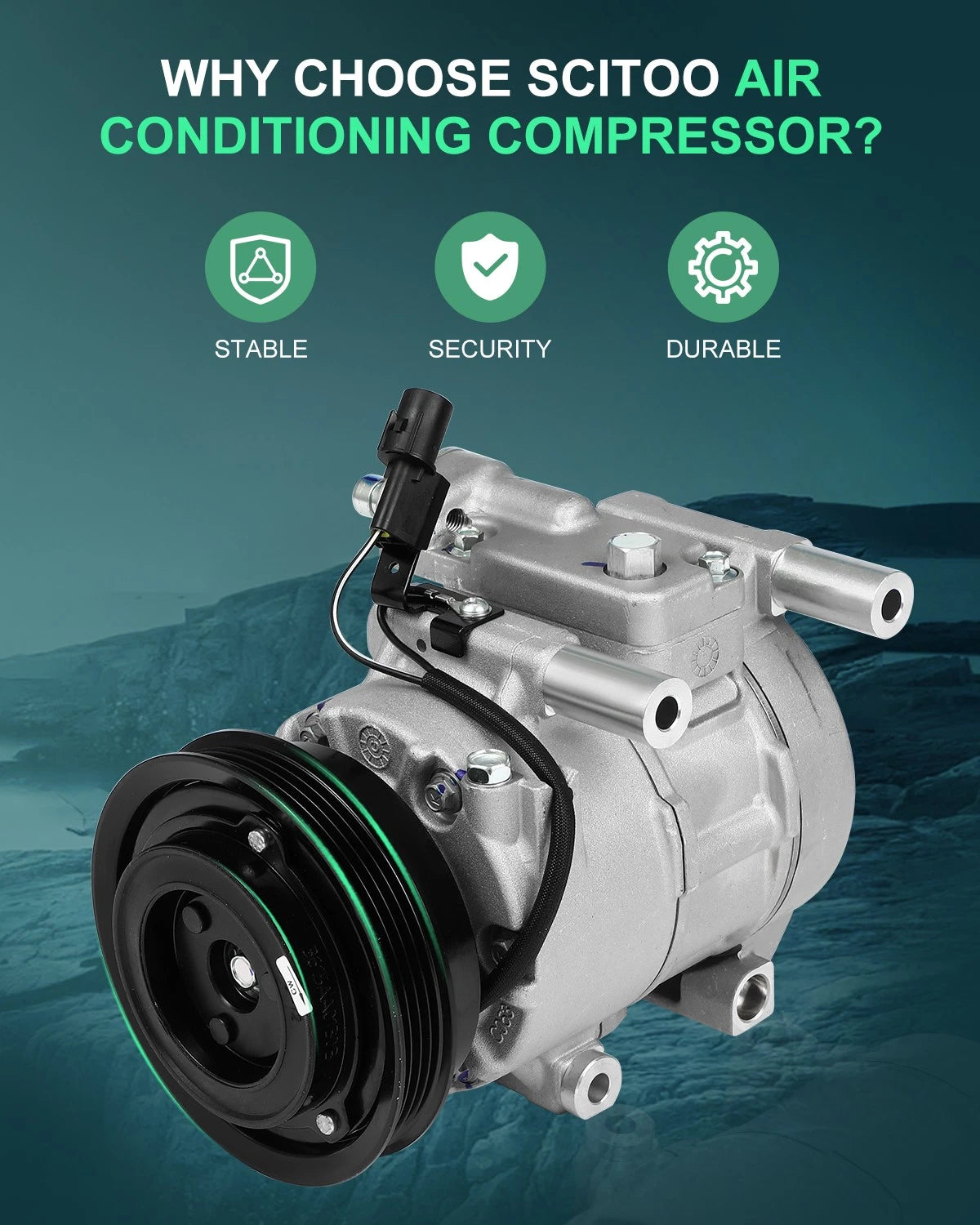 A/C Compressor for Kia Rio, Rio5 (2007–2011) CO 10980C