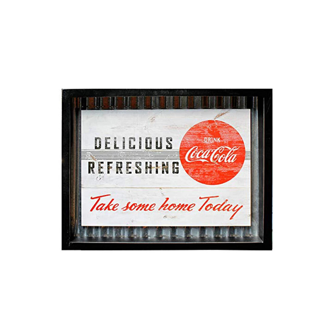 Coca Cola Corrugated Metal Design Sign "Take Some Home Today" 14" x 11"