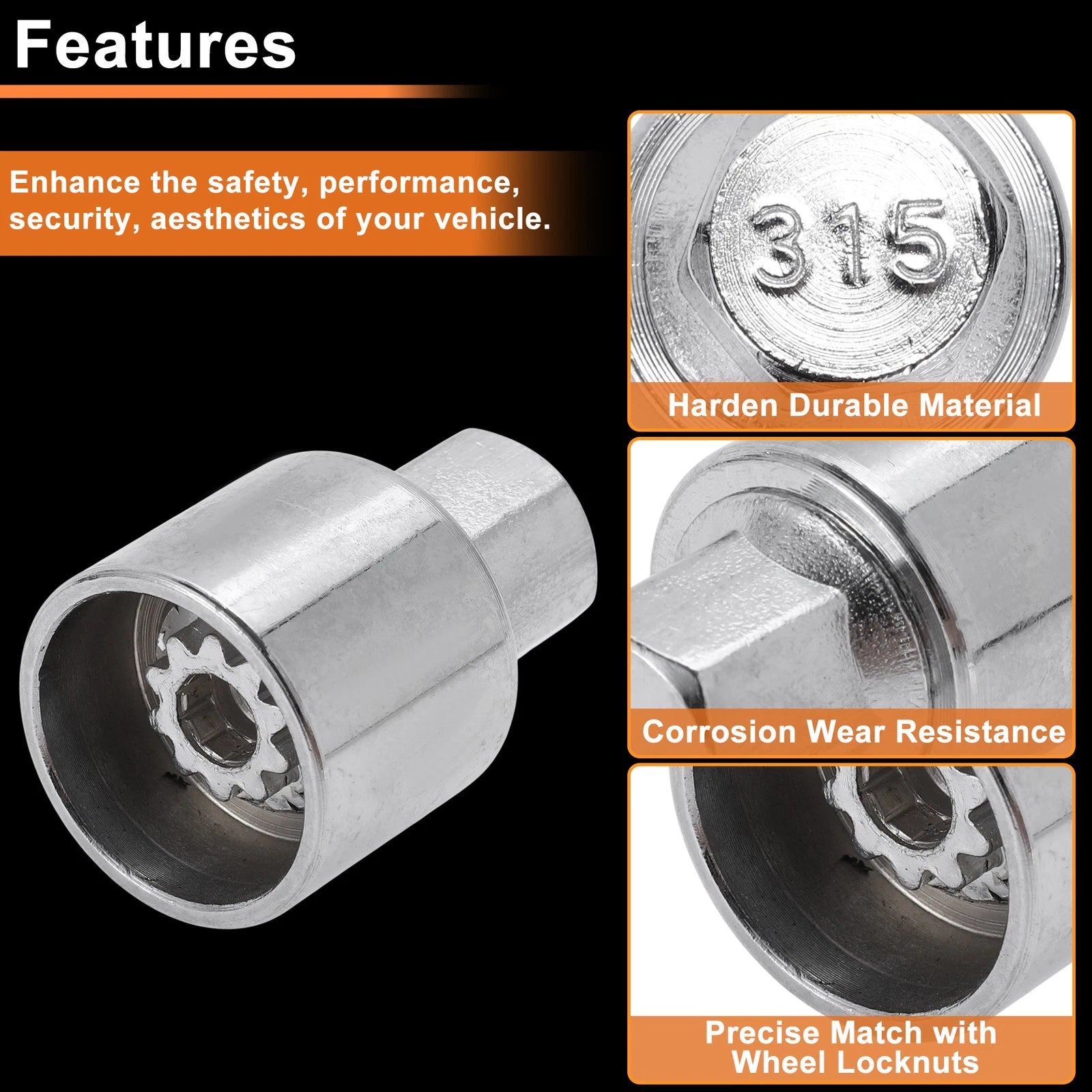315 Wheel Lock Lug Nut for Mercedes-Benz (Locking Nut Key Socket)