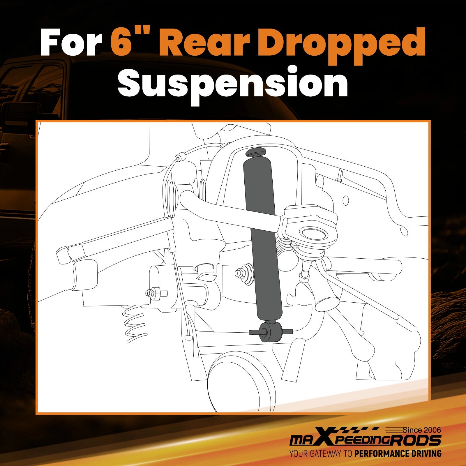 6 Inch Rear Drop Lowering Shocks for Chevy GMC C1500 (1988–1998)