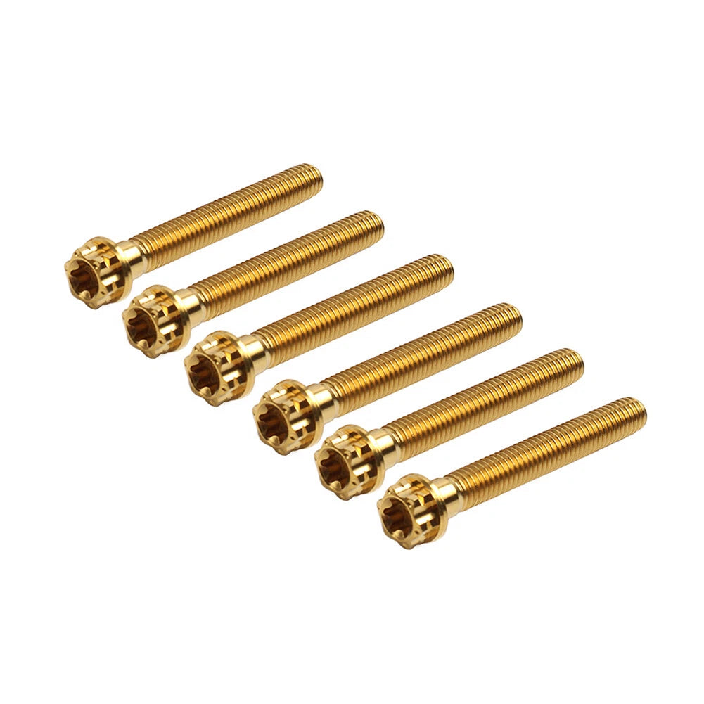 Set of 6 Titanium M6x55mm Torx Head Flange Screws for Motorcycle Bike