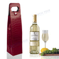 Red Crocodile Grain Leather Wine Carrier Tote Bag for Party