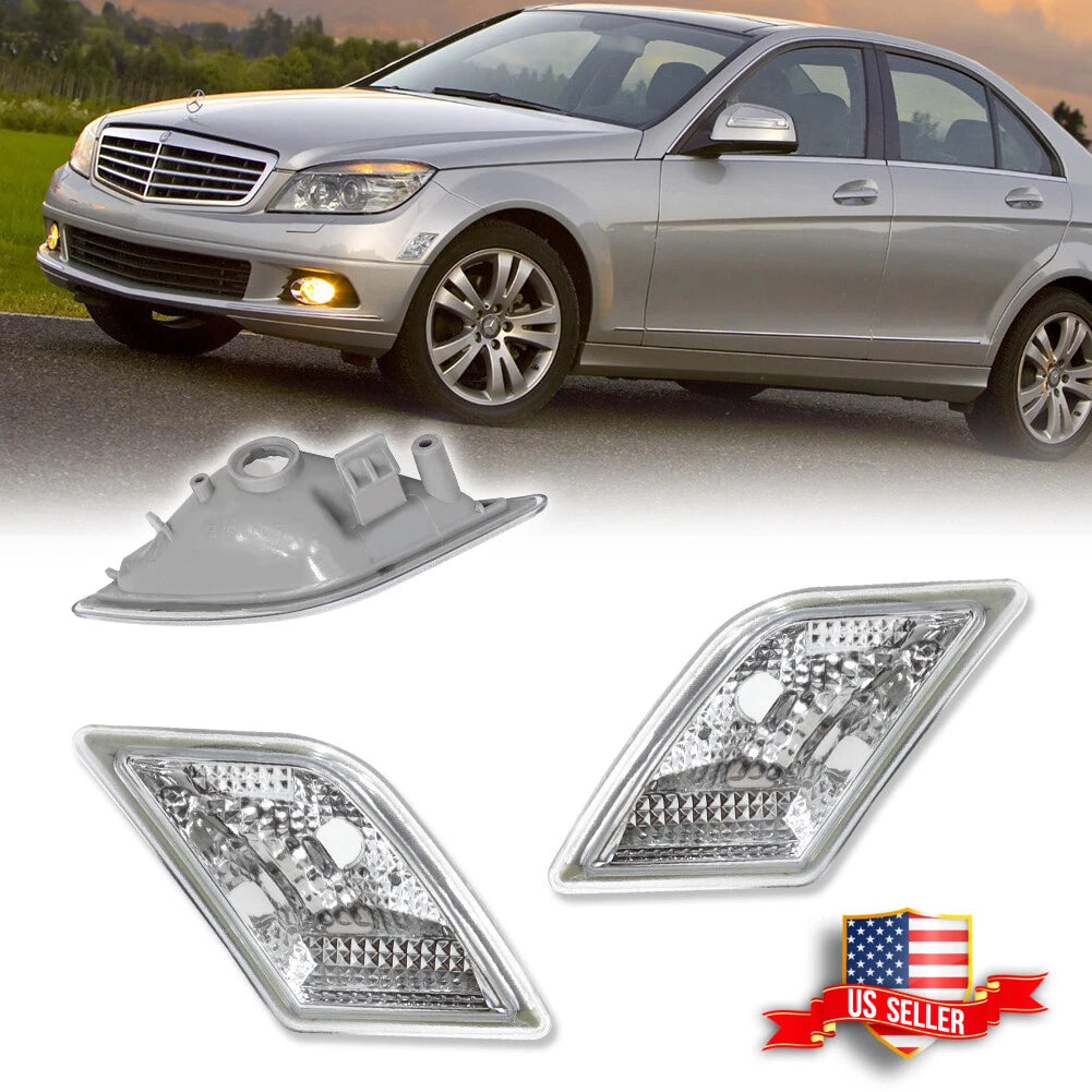 Clear Lens Front Side Marker Lights for Benz W204 C250 C300 (2008–2011)
