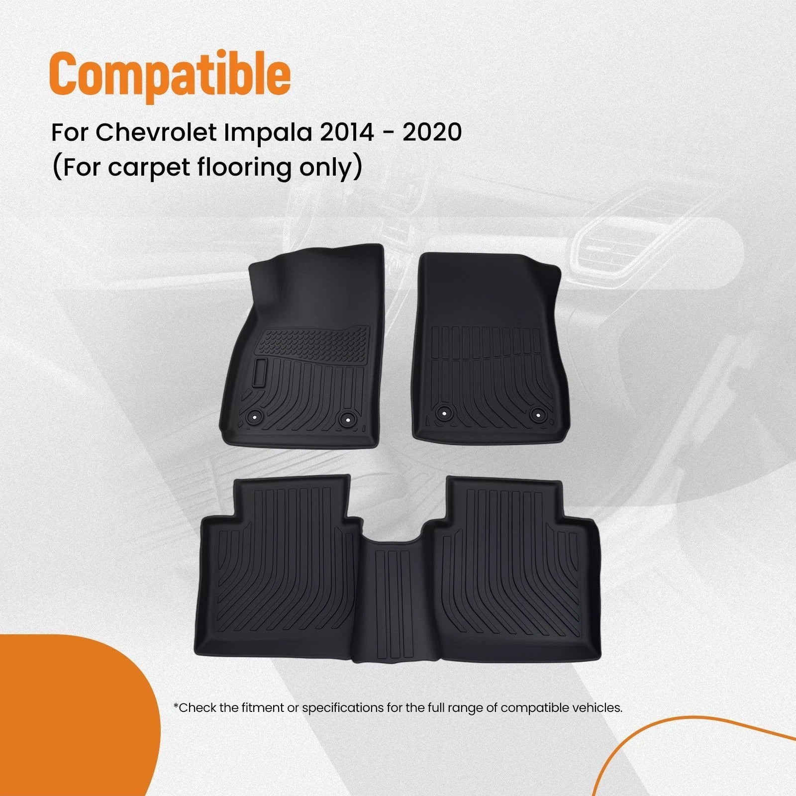 Set of 4 All-Weather Floor Mats for Chevrolet Impala (2014–2020) TPE Liners