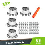 Set of 4 Chrome Rear Wheel Axle Hub Cover Kit for ABS Semi (33mm)