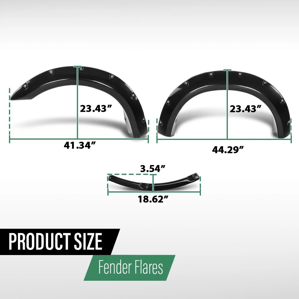 Set of 4 Pocket Rivet Bolt-On Fender Flares Smooth Black for Ford Ranger