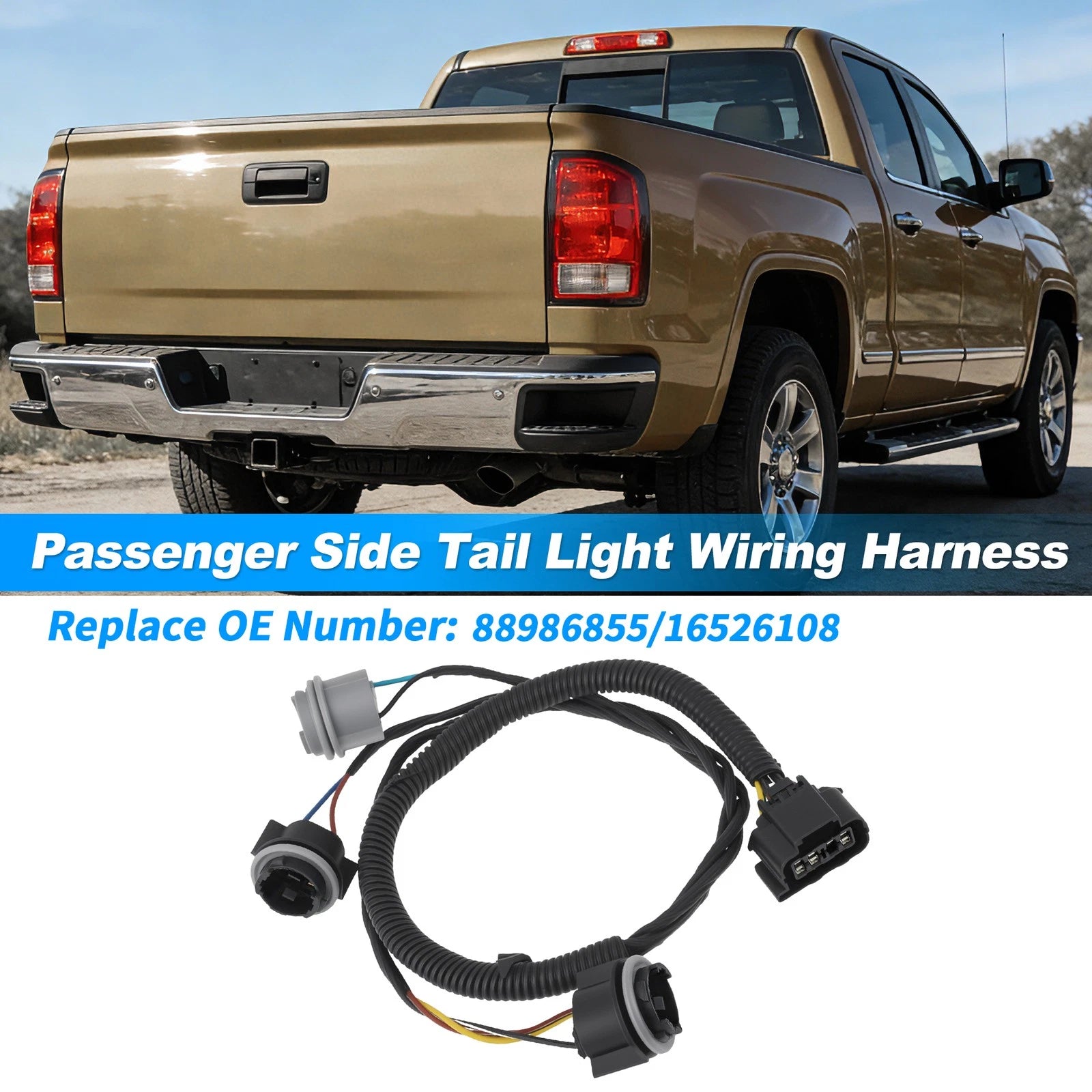 Right Tail Light Socket Harness Wiring for Chevy Silverado (1999–2005) 88986855