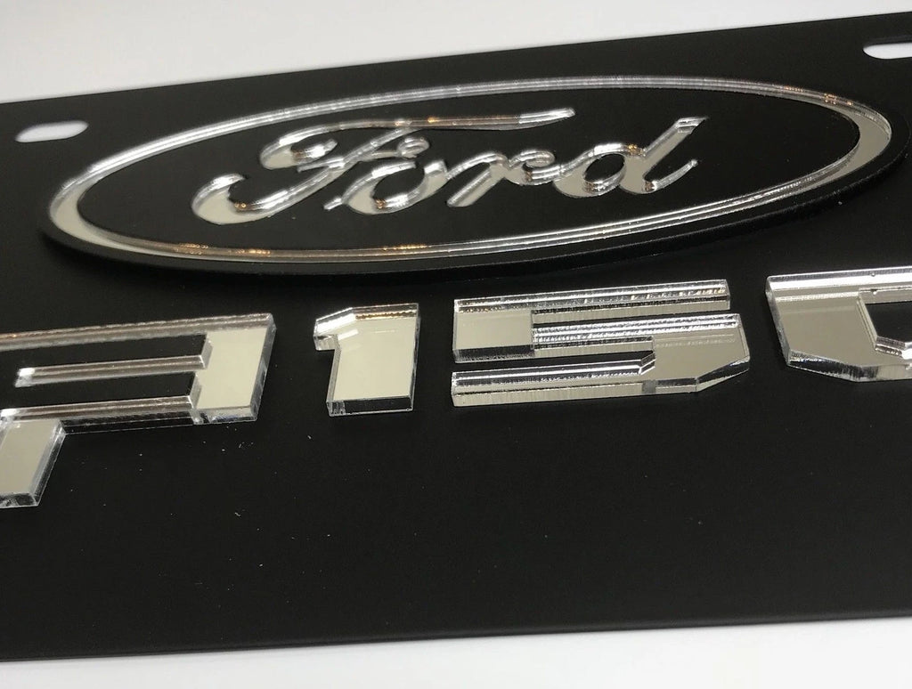 Matte Black Vanity License Plate with Emblem for Ford F150 (2004–2020)
