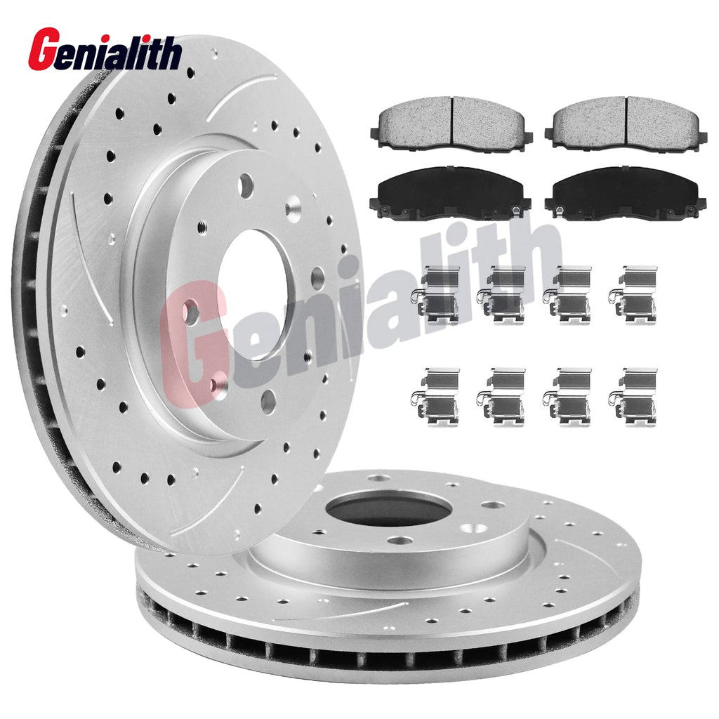 Front Drilled Brake Rotors & Ceramic Pads for Chrysler Pacifica Voyager (2017–2021)