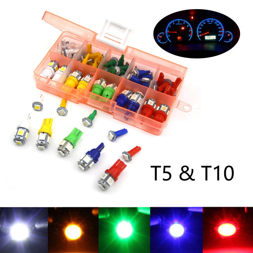 40Pcs T5 T10 LED Light Bulbs for Universal Cars (12V)