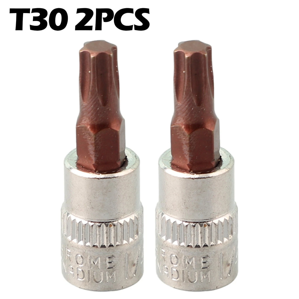 2Pc Torx Screwdriver Bit Set T8 T40 for Automotive Tools (1/4 Inch Drive)
