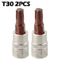 2Pc Torx Screwdriver Bit Set T8 T40 for Automotive Tools (1/4 Inch Drive)