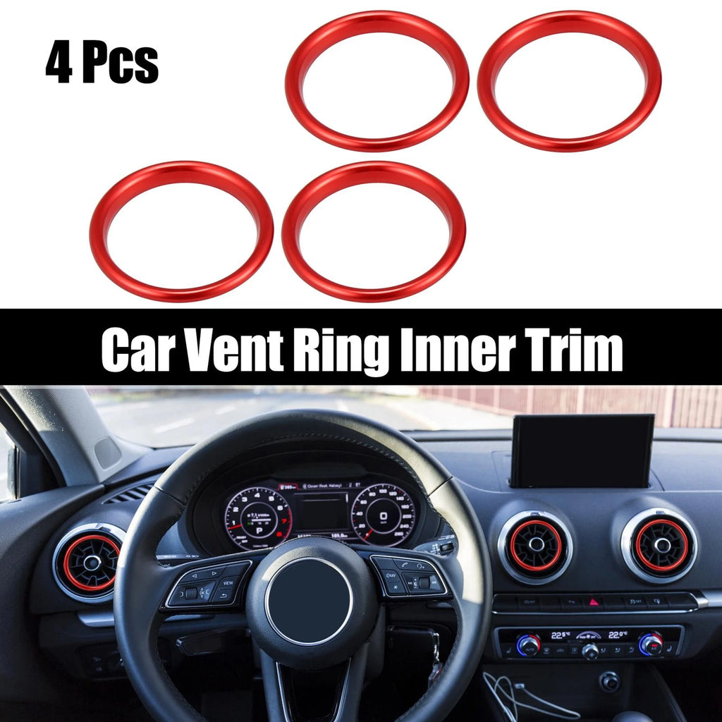 Set of 4 Red Aluminum Alloy Air Vent Ring Trim for Audi A3 S3 Q2L (2013–2021)