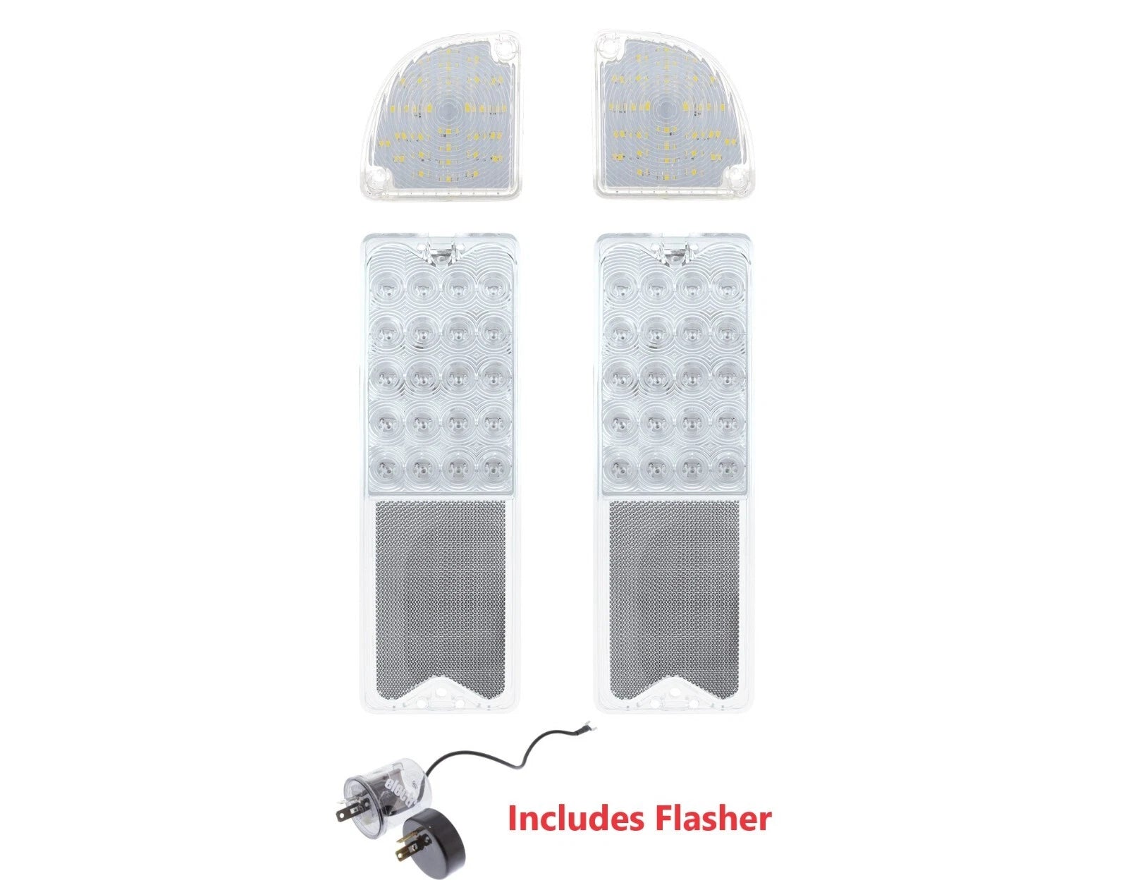 Clear LED Tail Light and Reverse Light Kit w Flasher for Chevy GMC Truck (1967–1972)