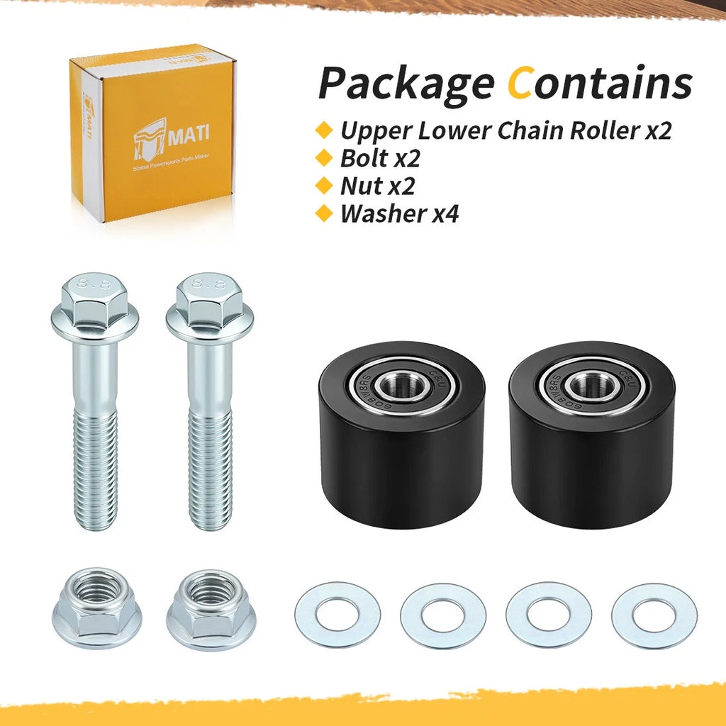 Set of 2 Upper Lower Chain Rollers for Honda ATC250R ATC250SX CR125R CR250R (1986–1989)