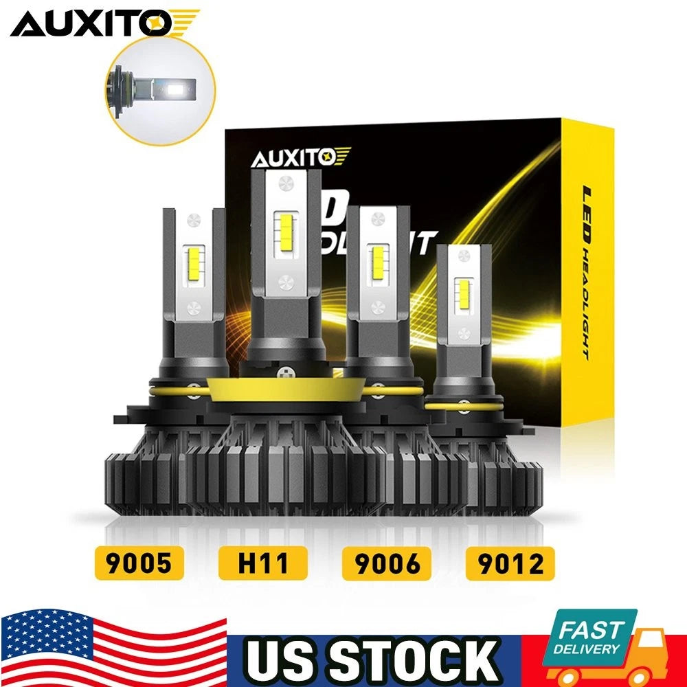 Set of 4 AUXITO H4 H11 9005 9012 9006 H7 LED Headlight Bulbs 30000LM