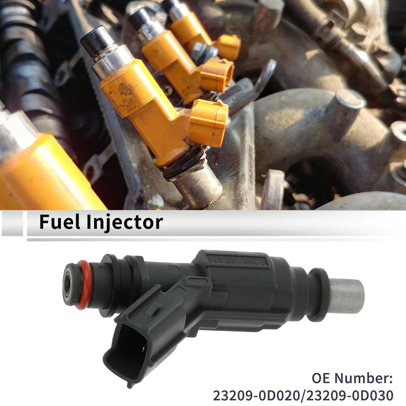 Fuel Injector No. 23209-0D020 for Toyota Corolla (2001–2008) 1 Pc Deep Gray