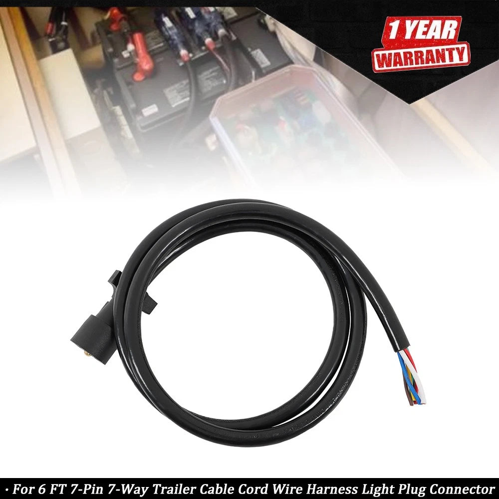 7-Pin 7-Way Trailer Cable Cord for Universal Use (6 FT)