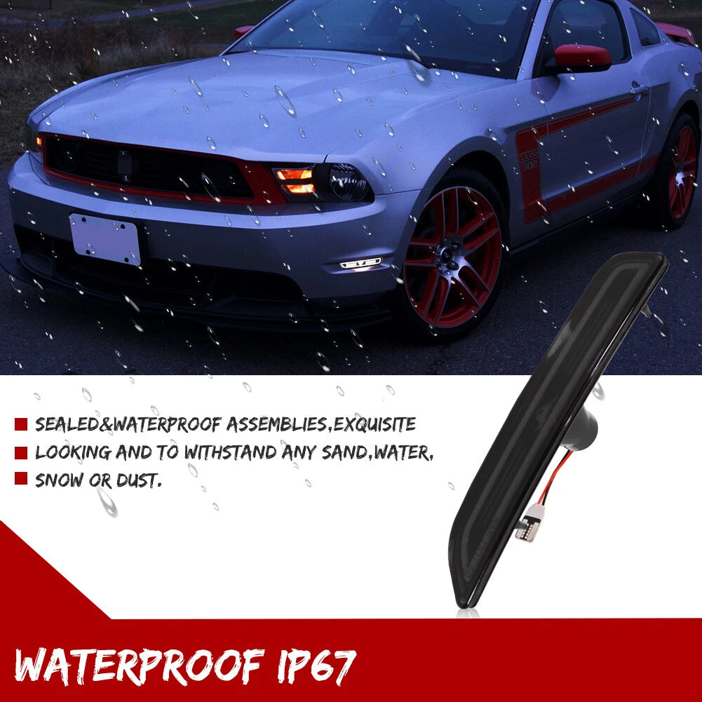 2X Smoked Front Side Marker Lights for Ford Mustang (2010–2014)