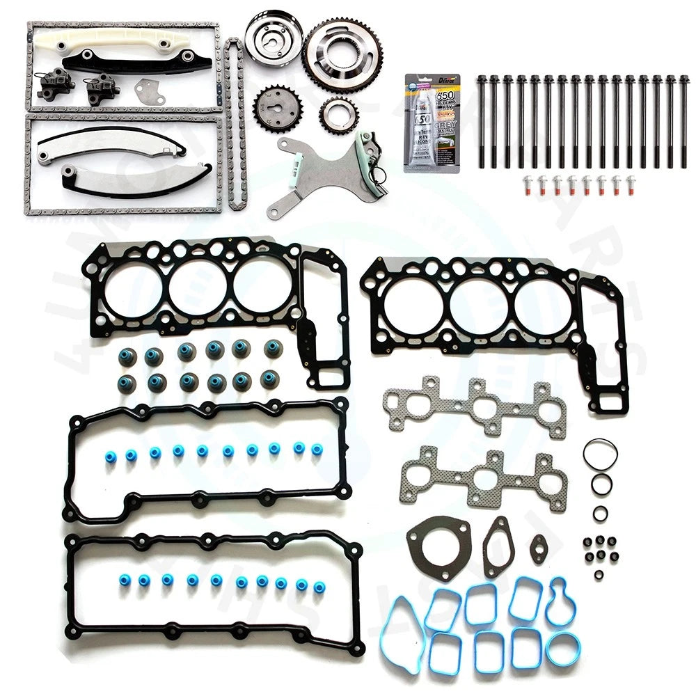Timing Chain Kit with Head Bolts and Gasket for Dodge Ram 1500 Jeep Liberty (2002–2003)