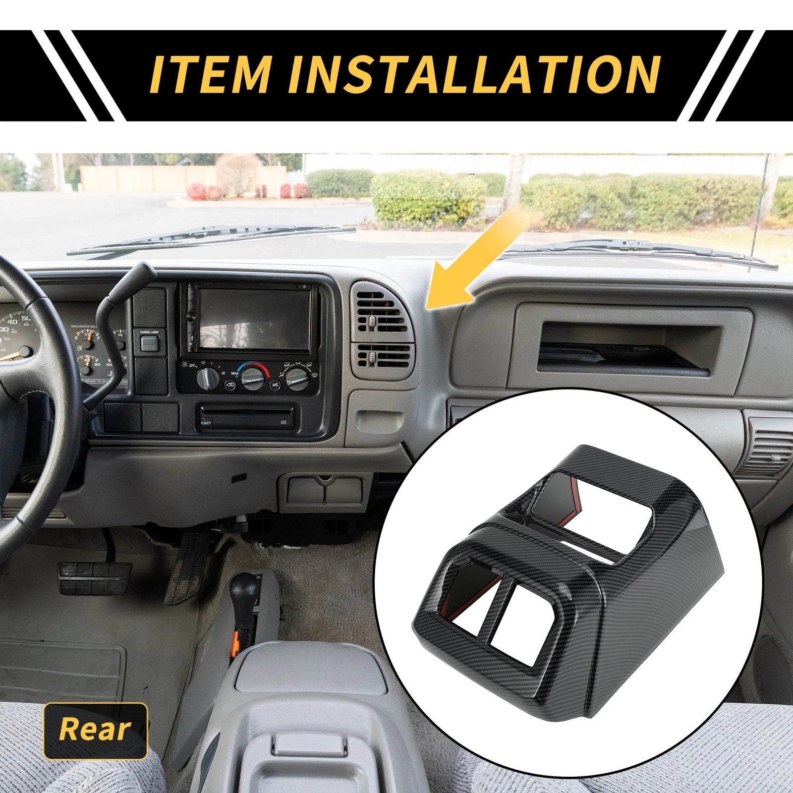 Carbon Fiber Pattern Rear Armrestbox AC Outlet Panel for Ford Ranger (2023–2024)
