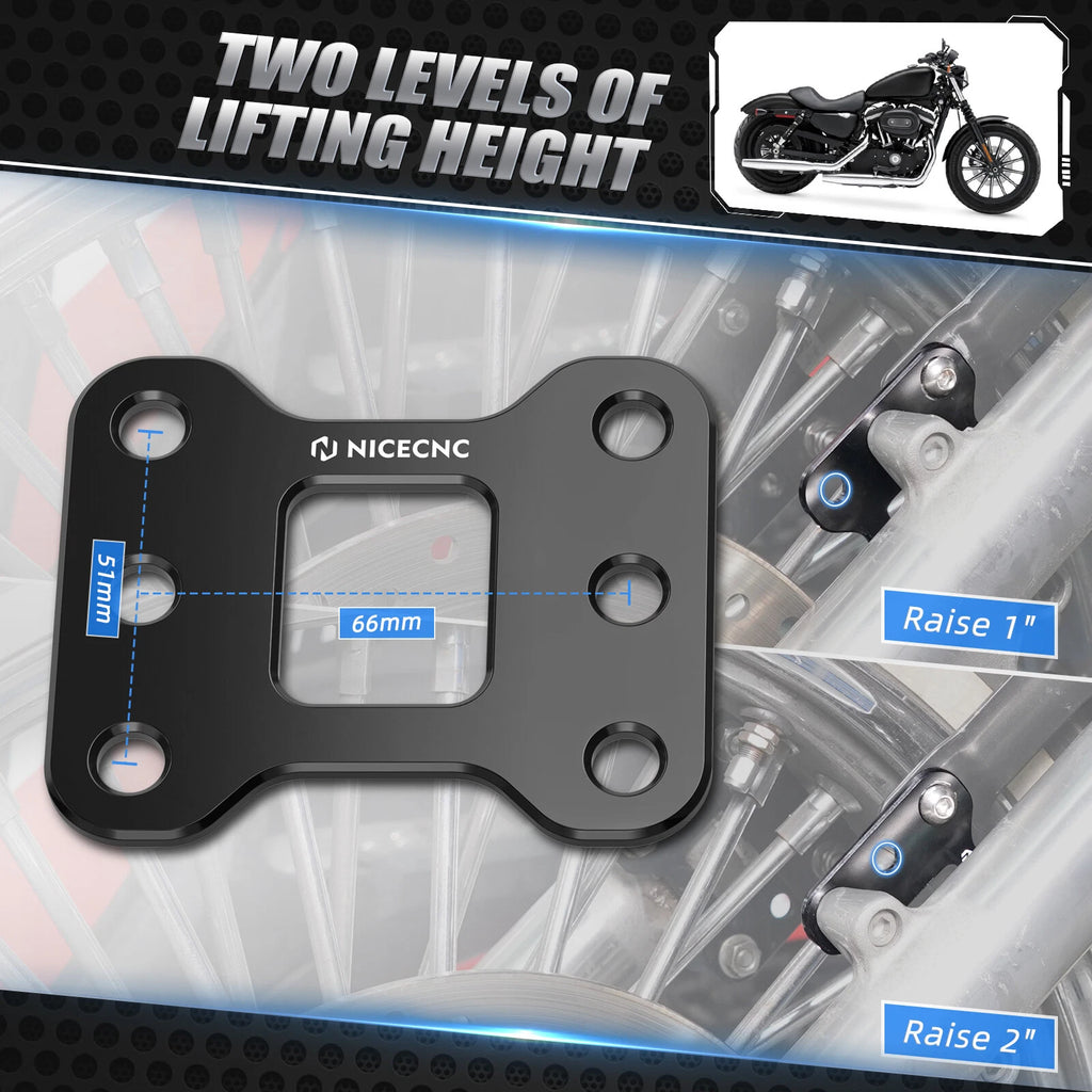 1" Front Wheel Fender Riser Adapter for Harley Iron 883 XL883N (2009–2019)