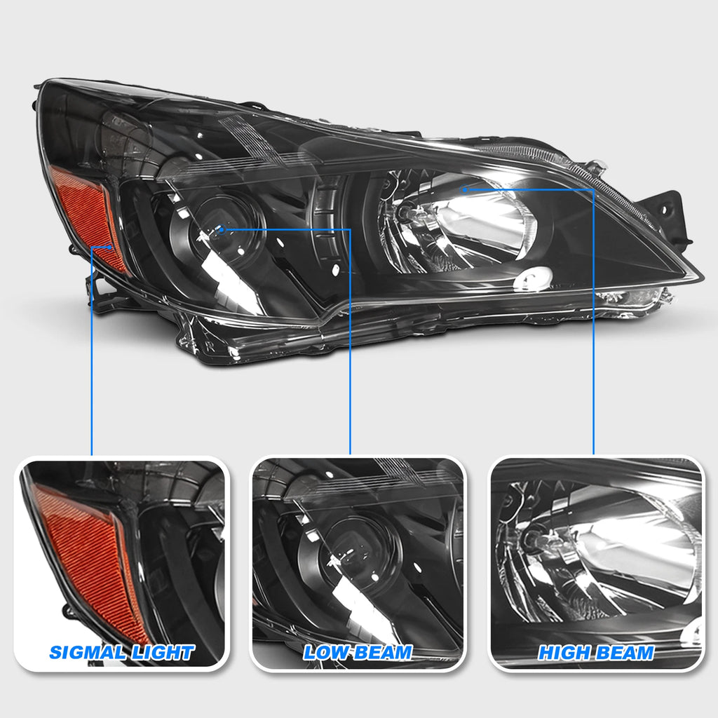 Set of 2 Black Headlights for Subaru Legacy Outback (2013-2014)