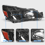 Set of 2 Black Headlights for Subaru Legacy Outback (2013-2014)