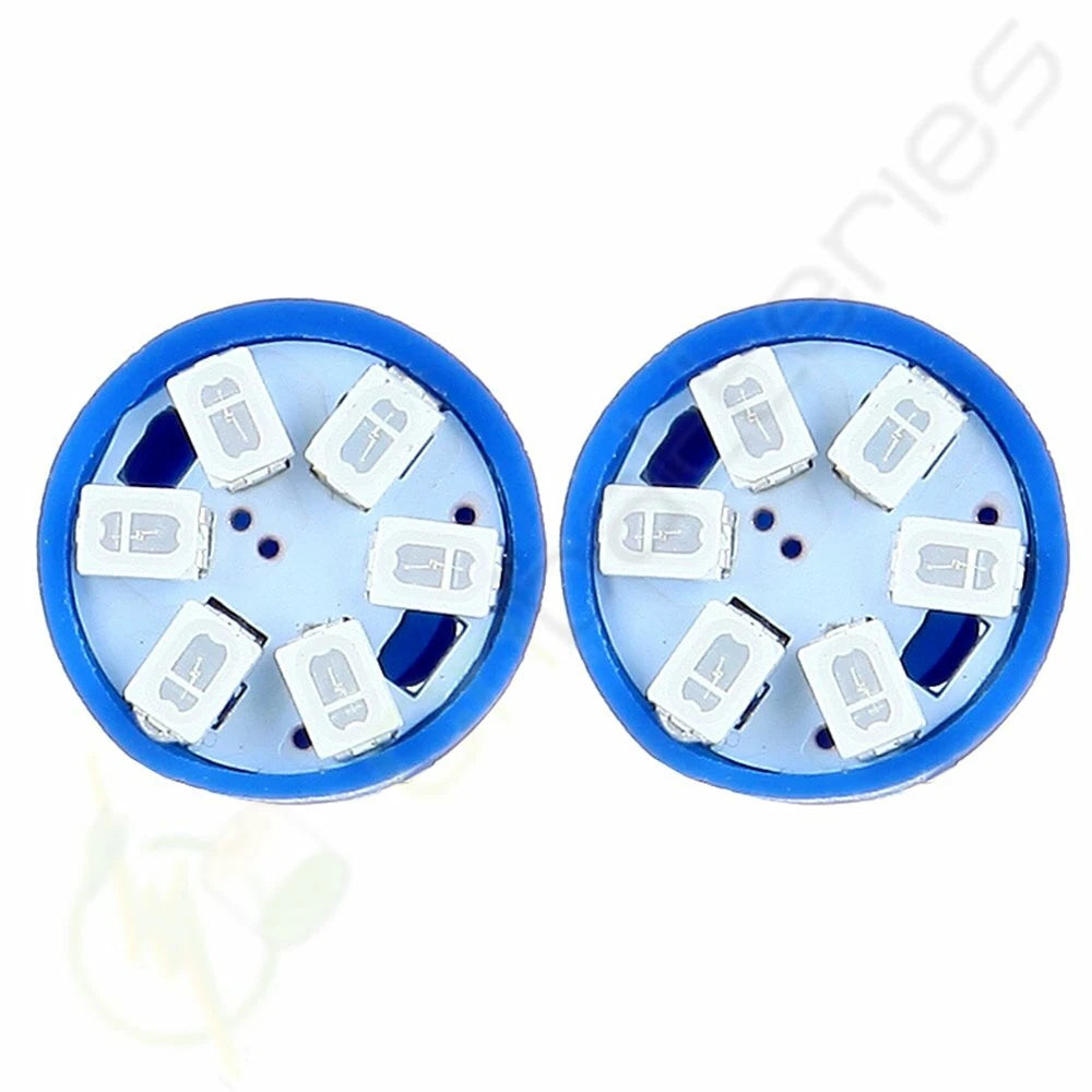 100x Blue T10 W5W 158 168 192 194 906 6SMD LED Dash Light