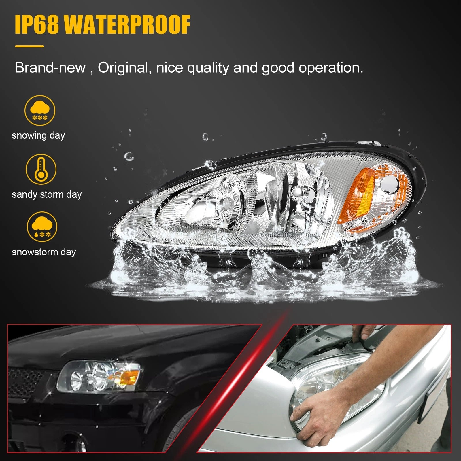 Headlight Assembly for Ford Escape (2005–2007) Black Housing