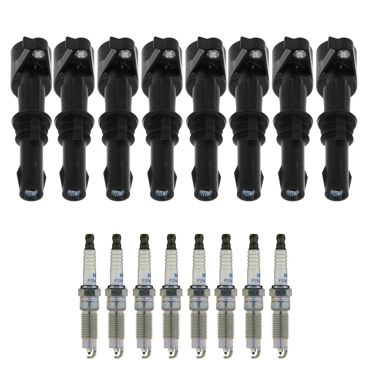 Set of 8 Ignition Coils & NGK Laser Platinum Spark Plugs for F-150 Mark LT (2006–2008)