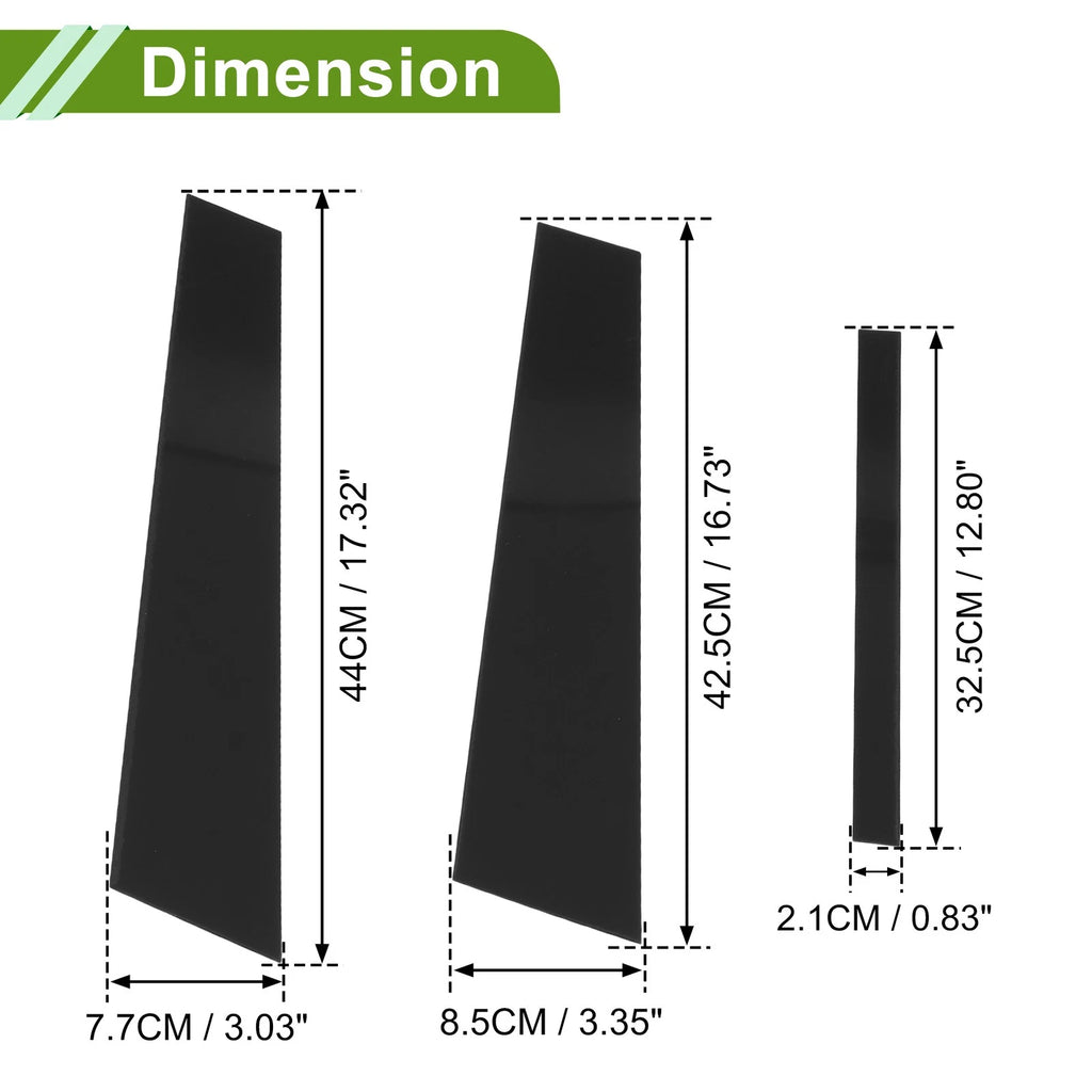 6 Pcs Door Pillar Window Trim for BMW 3-Series (2006–2011) Black